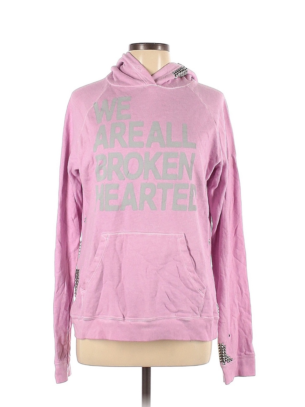 Rare! Free City Pink Studded Hoodie Sweatshirt - We Are All Broken Hearted